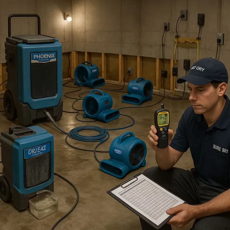 Structural Drying and Dehumidification process in Southwick, MA